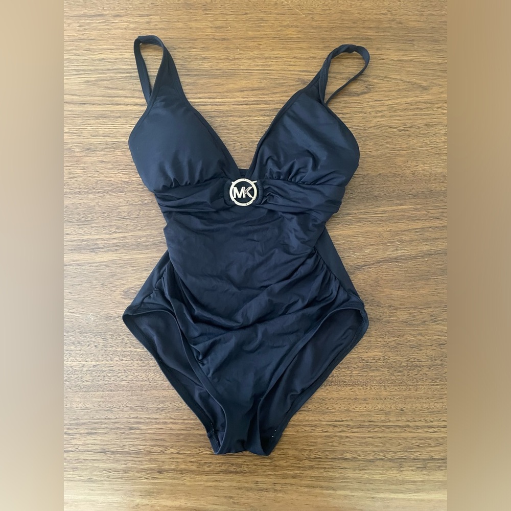 Michael Kors Logo One Piece Black Swimsuit Bathing Suit  Sz 6